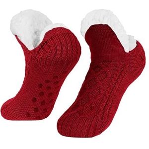 DARENYI Knuffelsokken kinderen wintersokken wollige sokken slipper knuffelsokken, 35-39, rood, 2 jaar