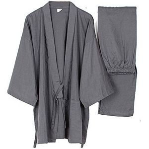 Fancy Pumpkin Japanse kimono voor heren, Jinbei-kimono, thuiskleding, pyjama, ochtendjas, Grijs01, M