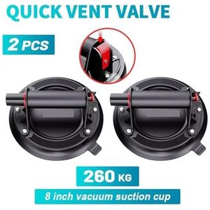 Glazen zuignappen, 8 inch 280 kg laadvermogen luchtpomp elektrische LED-display vacuümzuignap vacuümspreider tegeladsorptie heffen, voor het optillen van glas, tegels en platen(AS0527-3K)