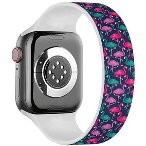 Solo Loop Band Compatibel met All Series Apple Watch 42/44/45/49mm (Flamingos 4) Stretchy Siliconen Band Strap Accessoire, Siliconen, Geen edelsteen