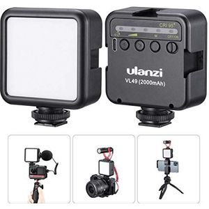 ULANZI VL49 Op Camera Vlog Pocket Videolamp, CRI 95+ Handige Oplaadbare LED Vullamp, met 3 Koude Schoen Poort, 2000mAh USB-C Oplaadbare Mini Verlichting Video-opnamen Youtuber Livestreaming Accessoires