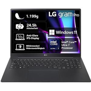 LG - gram Pro 16 - Notebook - Zwart - 16 GB - 1000 GB