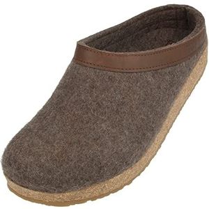 Haflinger Pantoffels dames heren unisex Grizzly Torben 713001, grootte:42, kleur:Bruin