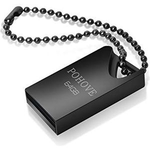 USB Flash Drive 64GB, Mini Memory Stick 64 GB Draagbare Pen Drive 64GB Waterdichte USB Stick Met Sleutelhanger voor PC Laptop Computers Tablet etc -Zwart