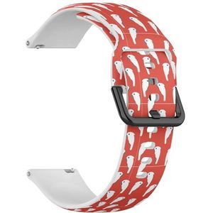 Compatibel met Garmin Forerunner 255S/255S Music/265S/Rey/Venu 2S/Venu 3S/Vivoactive 4S/Vivomove 3S, (witte kaketoe vogels) 18 mm zachte siliconen sportband armband armband