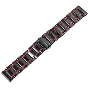 Keramische horlogeband Lederen horlogeband geschikt for Garmin Fenix ​​7 7X Pro/Epix Pro (Gen 2) 47 mm 51 mm/Quickfit 22 mm 26 mm armband (Color : Black red, Size : Epix Pro Gen 2 51mm)