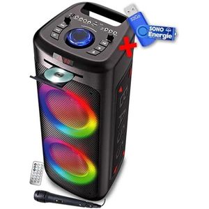 Inovalley MS06-CD-XXL luidspreker met cd-speler, Bluetooth 5.0/USB, 1000 W, karaoke, FM-radio, USB-stick 32G