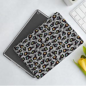 CONERY Hoesje compatibel iPad 10,2 inch (9e/8e/7e generatie) kattendecor, Kitty Forms met Trippy Eye on Head Freaky Kitten Huisdieren Grafisch, Zwart Grijs, Slim Smart Magnetische Cover met Auto Wake