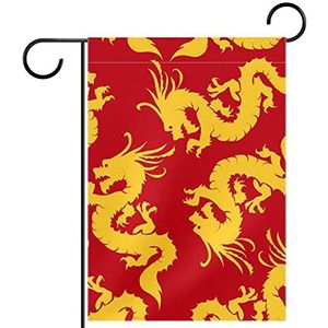 Chinese Draken Tuinvlag 12x18 inch,Kleine tuinvlaggen dubbelzijdig verticale banner buitendecoratie