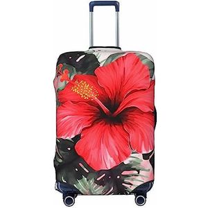 EVANEM Reizen Bagage Cover Dubbelzijdig Koffer Cover Voor Man Vrouw Rode Hibiscus Wasbare Koffer Protector Bagage Protector Voor Reizen Volwassen, Zwart, Medium