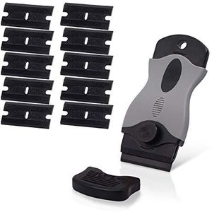 4-Inch Schrapertool Stickerverwijderaar, Multifunctionele Aluminium Schraper met Schroeven, Gebruikt om Labels, Stickers en Behang op Hout, Ramen en Glas te Verwijderen (Met 10 Metalen Bladen