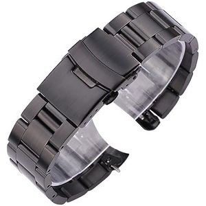 Roestvrij Stalen Horlogeband Armband 20 Mm 22 Mm Heren Dames Zilver Zwart Metaal Geborsteld Gebogen Uiteinde Horlogeband Riemaccessoires (Color : Black, Size : 20mm)