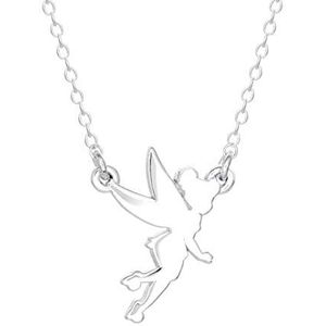Disney Tinkerbell Sterling Silver Fairy Silhouette Pendant Necklace; 18"" Chain