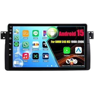 Android 15 Autoradio Voor BMW E46 M3 1998-2006 met Draadloze Carplay Android Auto, 9 Inch Autoscherm Soporta Bluetooth WIFI GPS FM/RDS(8Core(2+32GB))