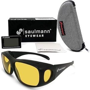 Saulmann® SM5775 Gepolariseerde uniseks overtrek-beschermingsbril, contrast, outdoor- en nachtrijbril met uv-bescherming tegen verblindend licht en anti-reflecterende coating