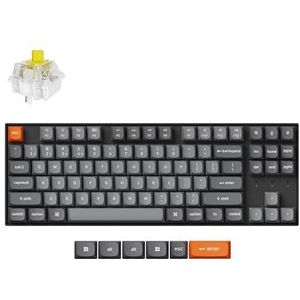 Keychron K8 MAX Draadloos Mechanisch Toetsenbord, 2,4 GHz/Bluetooth/USB-C, Witte LED, QMK/VIA, Programmeerbare Macro's, PBT Keycaps, Per Mac Windows, Super Banana Switch