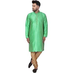 SKAVIJ Kurta pyjama voor heren 2-delig Indiase traditionele feestjurk groen S