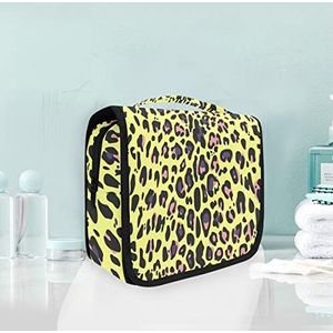 Hangende opvouwbare toilettas donkergeel luipaardprint make-up reisorganizer tassen tas voor vrouwen meisjes badkamer