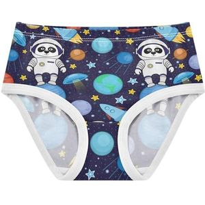 YOUJUNER Meisjesondergoed Leuke Panda Astronauten Ruimte Planeten Peuter Slipje Katoenen Broek Kleine Meisjes Slips Comfort Kids Onderbroek, Meerkleurig, 3 jaar