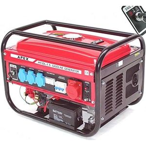 Elektro-Start benzinegenerator 9500E generator 230V 400V 66265 stroomaggregaat, sleutel E-start, 6,5pk, 196cc, 3 x 230V, 1x 400V, 1x12V, kabelstart