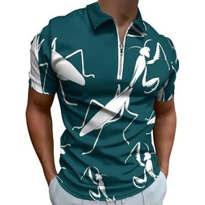Insect Mantis Half Zip-up Polo Shirts Voor Mannen Slim Fit Korte Mouw T-shirt Sneldrogende Golf Tops Tees 4XL