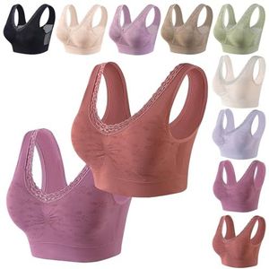 Katoenen Bh Zonder Knopen Voor Liften En Vormen, Comfortabel Ontwerp Zonder Beugels Voor Dagelijks Gebruik(2 Pcs Q,3X-Large)