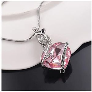 SASHUN XLIAN326 Crystal Heart Rose Bloem Crematie Ash Ketting Keepsake Memorial Urn Hanger Ketting Voor Vrouwen Mannen Beste Geschenken Huisdier Memorial (Metalen Kleur: Roze)