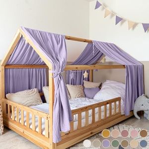 Lilimaus Huisbed hemel [in 12 kleuren] bedhemel van 100% katoen mousseline - stoffen hemel voor kinderbed decoratie - bedgordijn voor meisjes en jongens