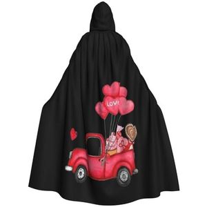 NEZIH Romantische vrachtwagen hart ballon capuchon mantel voor volwassenen, carnaval heks cosplay gewaad kostuum, carnaval feestbenodigdheden, 185 cm