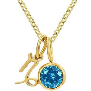 GALsor Emanco Twaalf Sterrenbeeld Driedimensionale Rune Ketting Licht Luxe Kleur Steentjes Cinning Stone Ketting Roestvrij Staal Ketting