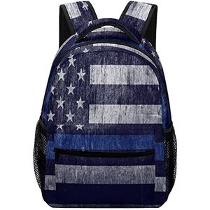 Vintage Dunne Blauwe Lijnen USA Vlag Leuke Rugzak Casual Dagrugzak Schoudertas Lichtgewicht Rugzak Voor Sport Reizen Outdoor