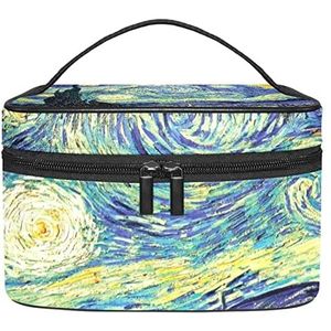 Olieverfschilderij Galaxy make-up organizer tas, reismake-up tas organizer case draagbare cosmetische tas voor vrouwen en meisjes toiletartikelen, Meerkleurig, 22.5x15x13.8cm/8.9x5.9x5.4in
