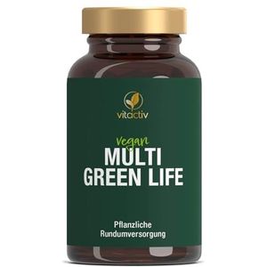 VITACTIV Multi Green Life Multivitamine supplement, groen voedsel, natuurlijk complex, 100 voedingsstoffen, vitamine C, D, E, B, vitaminen, mineralen, enzymen, omega3, vitale schimmels, probiotica,