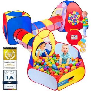 all Kids United® speeltent met tunnel, ballenbad, kruiptunnel & meer (zonder ballen) XXL playland 5-delig pop-up speelhuis met tas