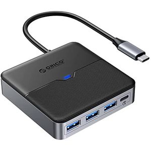 USB C Hub, ORICO 6 in 1 USB C docking station met 4K HDMI, USB C 5Gbps, 100W PD opladen, 3 USB-poort 5 Gbps, draagbare Type C multiport adapter voor MacBook Pro iPad Lenovo Dell Hp Laptop