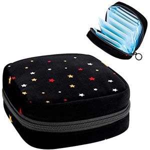 Maandverband Opbergtas,Draagbare maandverband Opbergzak,Sterpatroon, Meerkleurig, 4.7x6.6x6.6 in/12x17x17 cm