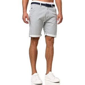 INDICODE Heren Bourchier Chino Shorts | Chino korte broek met riem DK Denim XL