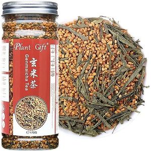 Plant Gift Organic Green Tea - Loose Leaf Japanese Genmaicha Tea 170g/6oz 玄米茶 Genmai Matcha Roasted Brown Rice Blend, Geroosterde bruine rijstmengsel
