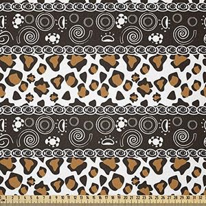 ABAKUHAUS Afrikaanse Stof per strekkende meter, Cheetah Skin Circles, Stretch Gebreide Stof voor Kleding Naaien en Kunstnijverheid, 1 m, Bleke Coffee Brown White