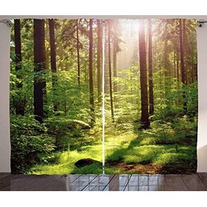 ABAKUHAUS Woud Gordijnen, Sunset Moss Woods Bomen, Woonkamer Slaapkamer Raamgordijnen 2-delige set, 280 x 245 cm, Groen bruin
