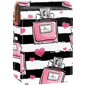 Gepersonaliseerde Lipstick Case Draagbare Make-up Tas Cosmetische Pouch Lippenstift Houder Make-up Organizer Parfum Fles Streep, Meerkleurig, 9.5x2x7 cm/3.7x0.8x2.7 in