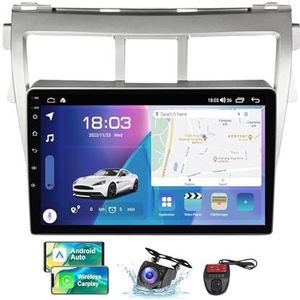 Voor Toyota Vios 2 2007-2013 Android 13 Carplay Autoradio, 9 inch Scherm Radio Android Auto Bluetooth Handsfree 4G WiFi FM/RDS/DAB+ Radio HiFi Achteruitkijkcamera + DVR(NF-3)