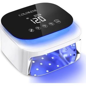 Draadloze UV LED-nagellamp, 60W oplaadbare nageldroger gelpolish licht, intelligente autosensor LCD-display nagellamp, draagbare 30 kralen led-nagellamp met 4 timerinstellingen (Maanlicht wit)