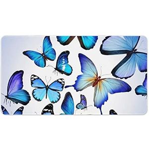 Vlinder Kleurrijke Blauwe Tekening Art Mode Bureau Muismat Antislip Gaming Muismat Accessoires Decor 40X75cm