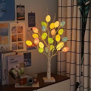 Warooma 24 LED Pasen Verlichte Boom Decoratie met Ei Ornament, 60CM Verstelbare Takken Berkenboom, Warm Wit Tafelblad Boom Licht voor Thuis Party Vakantie Bruiloft Decor