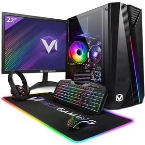 Vibox VI-44 Gaming PC Complet • 22"" Monitor • AMD Ryzen 3 3200GE 4,0 GHz • Radeon Vega 8 • 16 GB RAM • 2 TB HDD • 240 GB SSD • Windows 11 • WiFi