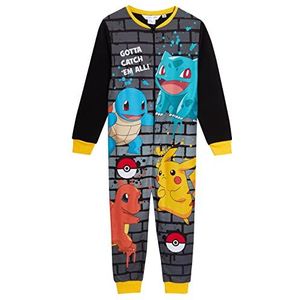 Pokemon Eendelig voor kinderen, Pikachu pyjama fleece jongens pyjama meisjes nachtkleding unisex vrijetijdskleding, geel, 5-6 Jaar