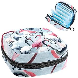 Periode Pouch Draagbare Tampon Opbergtas,Tampon Houder voor Portemonnee Vrouwelijke Product Organizer,Ooievaars Dier, Meerkleurig, 4.7x6.6x6.6 in/12x17x17 cm