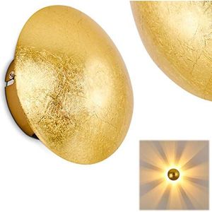 Wandlamp Mezia, ronde metalen wandlamp in goud met lichtspel op de muur, 1 x G9, binnenwandlamp met lichtbundeleffect in structuurgoudoptiek, zonder gloeilampen