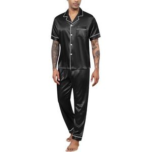 Heren Satijnen Pyjama Heren Korte Top Met Knoopsluiting En Pyjamabroek Tweedelige Nachtkleding Huispak Nachtkleding Loungewear